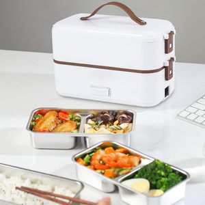 Food Warmer Heated Rice Cookers Portable Car Electric Steamed Cooking <b>Lunch</b> Box Mini Heating 2 Layer Minimalist Multifunction - Product Image 4