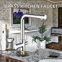 Robinet de cuisine moderne classique de luxe à boire directement, monté sur le plan de travail, corps en laiton, commande thermostatique, poignée unique, poli