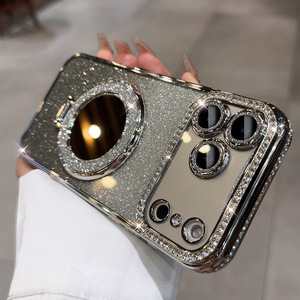 <span class=keywords><strong>Coque</strong></span> <span class=keywords><strong>de</strong></span> <span class=keywords><strong>téléphone</strong></span> transparente <span class=keywords><strong>de</strong></span> luxe <span class=keywords><strong>personnalisée</strong></span> pour iPhone 17 16 15 14 13 12 11 Pro Max avec support miroir brillant en TPU - Product Image 6