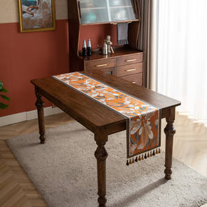 미국 레트로 테이블 러너 원사 염색 자카드 열대 술 가정용 폴리 에스터 식탁보 테이블 러너 - Product Image 6