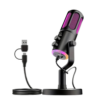 Microphone avec bouton de sourdine et zoom pour PC Gaming Office & Teaching-Accessoire d'enregistrement de port d'écouteur Plug-and-Play