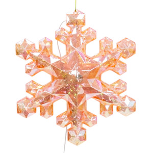<strong>Wholesale</strong> <strong>Christmas</strong> Decoration <strong>Supplier</strong> Plastic Snowflake <strong>Ornaments</strong> LED Warm White Light Mirror Snowflake Pendant for Home Decor - Product Image 4