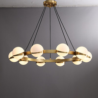 Lustre LED Moderne de Luxe Nordique Doré, Suspension en Forme de Boule pour Villa, Salle à Manger, Salon, Luminaire