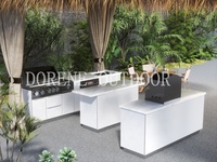 Cuisine extérieure scandinave minimaliste, armoire de cuisson modulaire, unité adaptée aux intempéries pour la construction d'un espace de vie en plein air