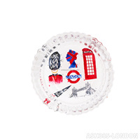 Cendrier en verre rond 85 mm, motifs variés, logo personnalisé, accessoires pour fumeurs, vente en gros, nouveauté pour arrêter de fumer