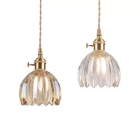 Lustre suspendu LED en verre et cuivre pour chambre à coucher, style simple, doré, hauteur réglable, luminaire de plafond pour fête, maison, bar