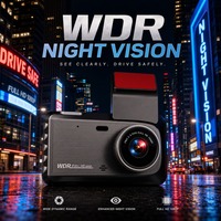 Caméra de tableau de bord à objectif unique 1080P DVR avec WiFi intégré, écran 4 pouces, USB, batterie 150 mAh, WDR, enregistrement en boucle, enregistreur vidéo, garantie 1 an