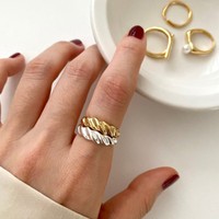 Dernier modèle Anneaux ouverts torsadés irréguliers en argent sterling S925 pour femme Cadeau