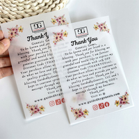 Papel de calco impreso personalizado de lujo Tarjeta de agradecimiento para negocios Papel de acetato de vitela transparente esmerilado para boda
