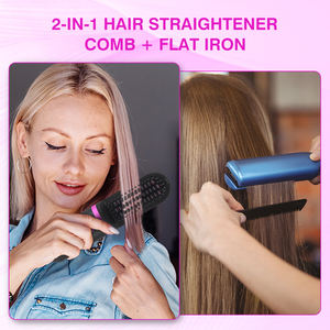 Peigne Chauffant Sans Fil Rechargeable 2-en-1 et Brosse Lissante pour Cheveux Femme, Fer Plat Céramique à Chauffage Rapide - Product Image 5