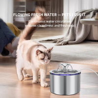 Distributeur d'eau automatique intelligent pour animaux de compagnie, alimenté par USB, avec sortie en forme de fleur, distribution automatique pour chats et chiens, fontaine en acier inoxydable de 2,2 L