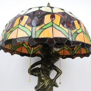 Lampe de bureau LongHuiJing 16 pouces à LED avec abat-jour en verre teinté, fleur de tulipe méditerranéenne flexible, en verre fait main, en résine sirène - Product Image 3