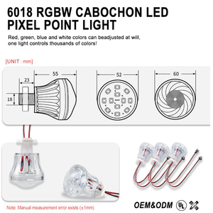 DC 24V IP68 impermeable 60mm 18LEDs 6018 UCS2904 UCS8904 RGBW <span class=keywords><strong>LED</strong></span> Pixel Cabochon Point Light para parques temáticos de atracciones - Product Image 4