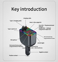 Lecteur MP3 avec USB Type-C pour la charge de téléphones portables, appels mains libres, prend en charge les cartes TF et les clés USB, charge en voiture
