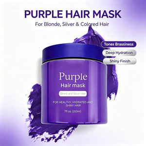 Masque capillaire violet 200ml, masque tonifiant anti-jaunissement pour cheveux blonds argentés, hydratant, réparateur, pour cheveux décolorés et abîmés, fixation de la couleur - Product Image 1