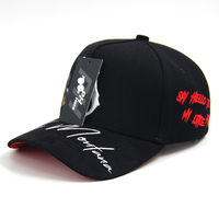 Topi Baseball 5 Panel Berbahan Satin Hitam dengan Bingkai A, Dapat Disesuaikan, Topi Gorras Barbas dengan Logo Bordir