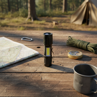 Lampe torche rechargeable USB Type-C avec zoom et lumière latérale COB stroboscopique pour le camping et l'usage quotidien