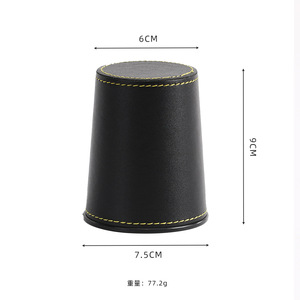 Gobelets à dés en cuir PU pour jeux de société de casino, gobelet à dés en gros, logo personnalisé - Product Image 5