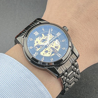 Montre mécanique automatique pour homme Louie Juelen plaquée sous vide, 41 mm, étanche 30 m, bracelet en acier inoxydable, chronographe, aiguille décorative