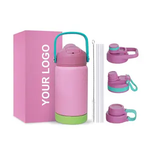 New Cute Kids Fruit Infuser Water Bottle Durable Stainless Steel Vacuum Bottle With Straw Lid Gift Set 12oz