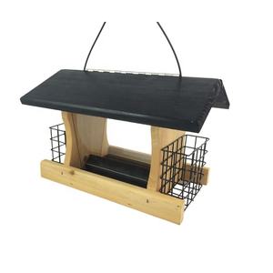 Houten Vogelvoeders Huis Voor Buiten Opknoping Met Kooi Feeders Station - Product Image 3