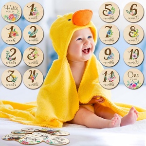 Cartes d'étapes mensuelles en <span class=keywords><strong>bois</strong></span> pour bébé Disques de marqueurs d'étapes mensuelles pour bébé Cercles en <span class=keywords><strong>bois</strong></span> d'étapes mensuelles double face - Product Image 3
