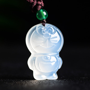 Liontin batu akik <span class=keywords><strong>Doraemon</strong></span>, batu akik putih es putih alami untuk Kalung anak-anak - Product Image 3
