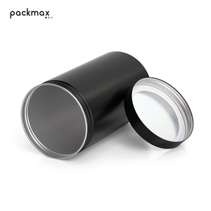 Boîte à thé en aluminium personnalisée à double couvercle 65*115mm 380ml pour thé vert Pu'er - Boîte métallique hermétique noire en stock - Product Image 1