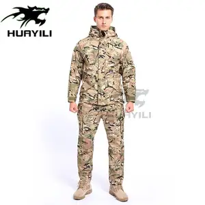 HUAYILI G8 Tactical jacket softshell camo Wholesale Outdoor Winter Long Softshell Jacket for men