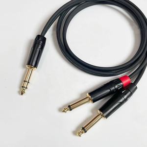 Kabel Audio adaptor y-splitter, 6.5mm Mono 6.35mm TRS ke Dual 6.35mm untuk Mixer Amplifier - Product Image 1