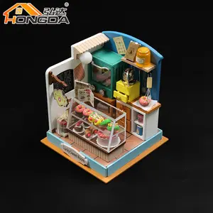 Hongda modelos A escala 124บ้านตุ๊กตาเกมร้านขายของชำ DIY