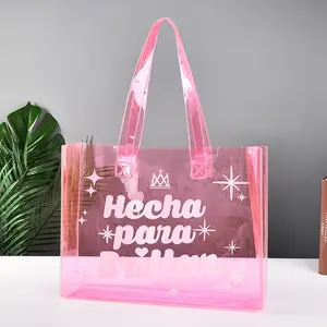 Fashion Designer Clear Pvc Tote Bag Custom Transparent Shopping Bags