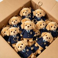 Porte-clés en peluche chien habillé sur mesure, animal en peluche doux, OEM ODM, cadeau de fête, approvisionnement en gros