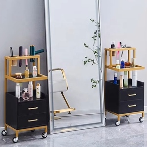 Modern Salon <b>Storage</b> Trolley Multi-Layer Rack with Drawers Wood Frame Easy Mobility 4-Wheel <b>Cart</b> for Barber Shop - Product Image 6