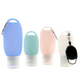 ขวดซิลิโคนพกพาสำหรับแชมพูแบบเติมได้ ป้องกันการรั่วซึม ได้รับการรับรองจาก TSA บีบง่าย พร้อมพวงกุญแจสำหรับเดินทาง ใช้สำหรับสบู่ในแคมป์ - Product Image 5