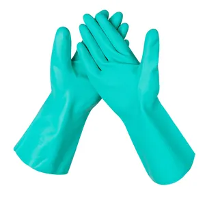 Competitive Price Household Kitchen Cleaning Dish Washing Long Green Rubber Latex Nitrile Gloves