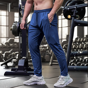 กางเกงวอร์มผู้ชายผ้าสแปนเด็กซ์/ ไนลอนยืดหยุ่นเอวแห้งเร็วน้ำหนักเบามีซิปกันน้ำกระเป๋าแบนเป็นมิตรกับสิ่งแวดล้อม - Product Image 2