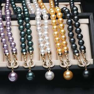 Collana di perle di conchiglia elegante classica collana di perle 18K placcato in oro placcato rame intarsiato zircone per <span class=keywords><strong>regalo</strong></span> di <span class=keywords><strong>gioielli</strong></span> per le donne <span class=keywords><strong>della</strong></span> <span class=keywords><strong>festa</strong></span> <span class=keywords><strong>della</strong></span> <span class=keywords><strong>mamma</strong></span> - Product Image 1