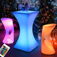 Светящаяся пластиковая мебель для улицы: стол, стулья, табуреты с LED RGB-подсветкой для сада, патио, мероприятий, вечеринок, ночных клубов, отелей