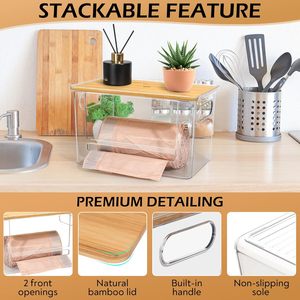 2 packs de sacs poubelle extra larges avec dessus en bambou et poignées sous l'évier Distributeur de sacs poubelle pour l'organisation de la maison - Product Image 5
