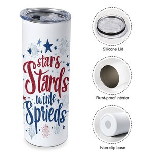 Gobelet isotherme en acier inoxydable de 20 oz avec motif personnalisé, tasse droite avec option paille - Product Image 4