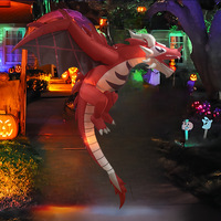 Yulong Style 1 Dragon gonflable d'Halloween de 15 mètres en polyester, figurine lumineuse à LED, ornement suspendu, Dragon volant à flamme éclatante