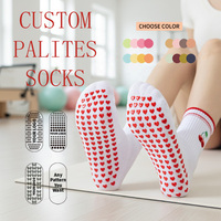 Chaussettes de yoga et de Pilates en coton doux de haute qualité avec broderie personnalisée pour filles, chaussettes antidérapantes pour le sport