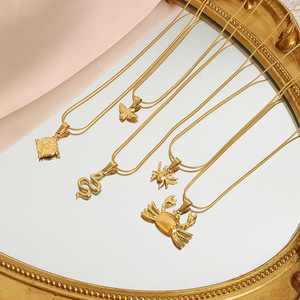 Joolim 18K Gold Plated Small Cute Animal <strong>Crab</strong> Bird Bee Eye Sea Horse Necklace Stainless Steel Tarnish Free <strong>Jewelry</strong> Wholesale - Product Image 6