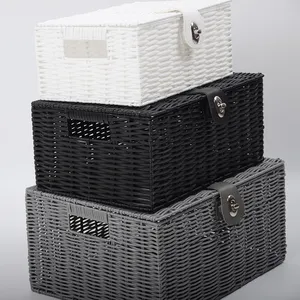 Set 3 Thuis Geweven Plastic Rotan Wasmand Kids Speelgoed Kleding Pp Geweven Organizer Storage Box