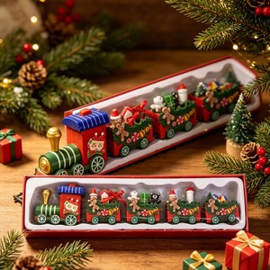 Ornement de Noël moderne en bois, petit train, style simple, décorations de fenêtre, cadeaux, vente en gros - Product Image 3
