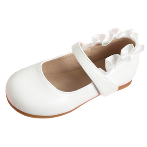 Chaussures en cuir pour enfants à semelle souple antidérapante avec boucle, nouvelle mode, vente en gros, chaussures plates blanches à lacets pour filles - Product Image 6