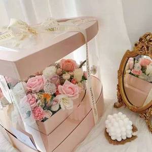 AN OEM Wholesale Custom Big Large Giant Clear Heart Shape Flower Box for Flower Bouquet Rose Gift Packaging Birthday Valentine