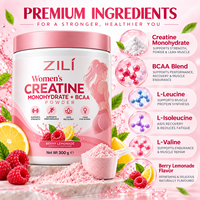 Créatine monohydrate + BCAA en poudre pour femmes, saveur limonade aux fruits rouges, supplément nutritionnel sportif, marque privée, approvisionnement en vrac OEM