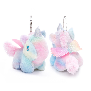 Llaveros de unicornio bonitos y coloridos, colgantes de peluche, juguetes infantiles, muñecos de animales con cola que se mueve, llaveros, dijes para mochilas, venta al por mayor - Product Image 3